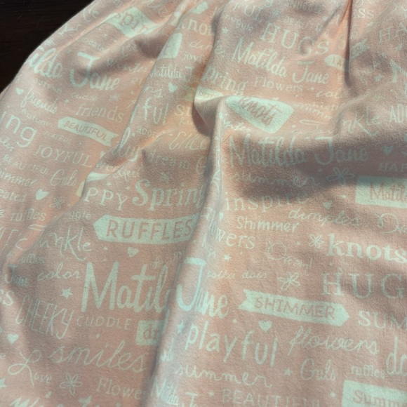 Matilda, Jean, print spaghetti strap, pink white ruffle dress size 10 - Picture 3 of 6